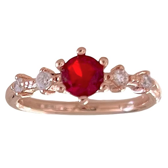 Rose Gold Elegant Red Ruby Stone Ring - Picture 1 of 9